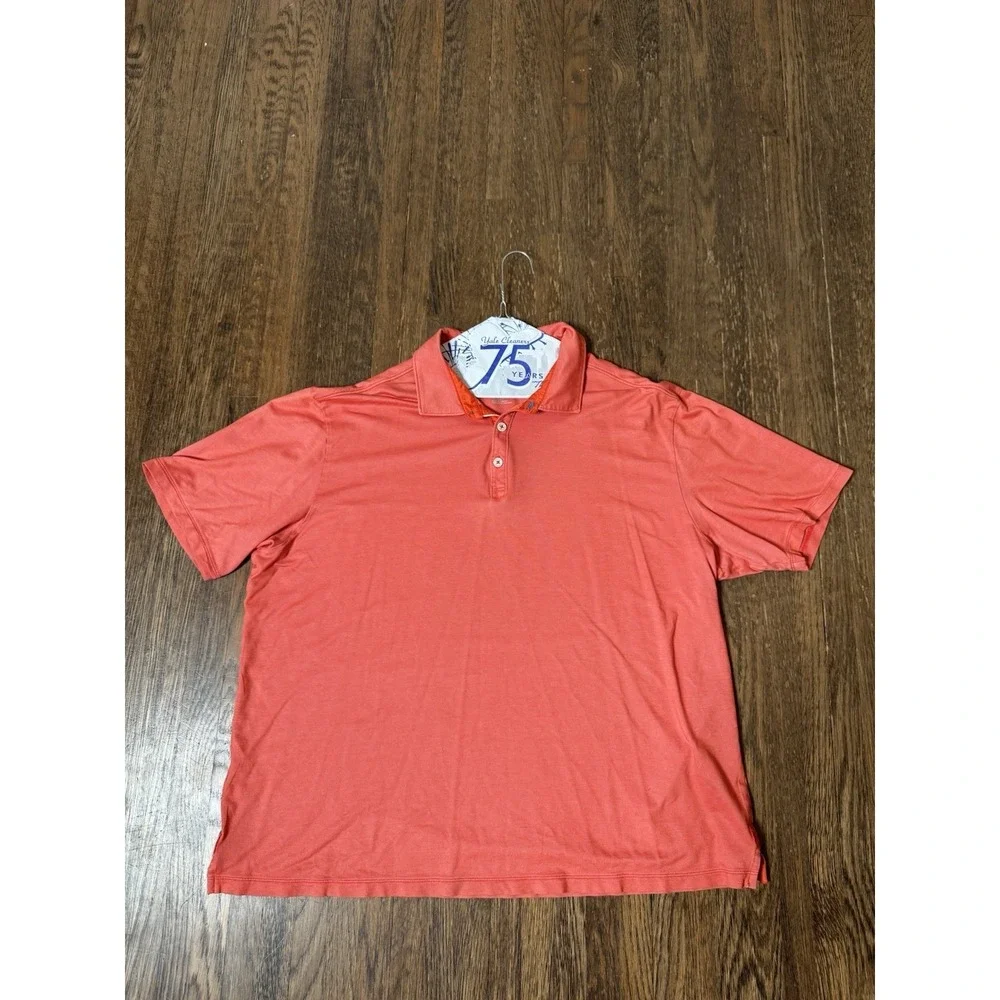 Tommy Bahama Mens XXL Polo Shirt Orange Coral Short Sleeve Marlin Logo Golf 2XL